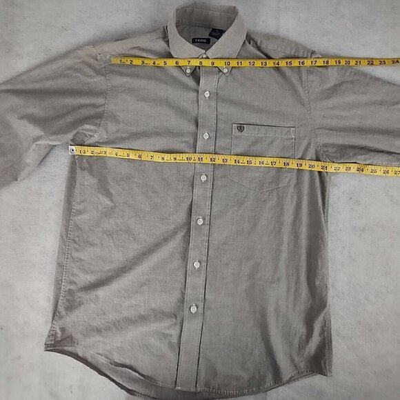 Izod Men's Light Brown, Mocha 100% Cotton Button Down Dress Shirt. Size Medium - Picture 7 of 12